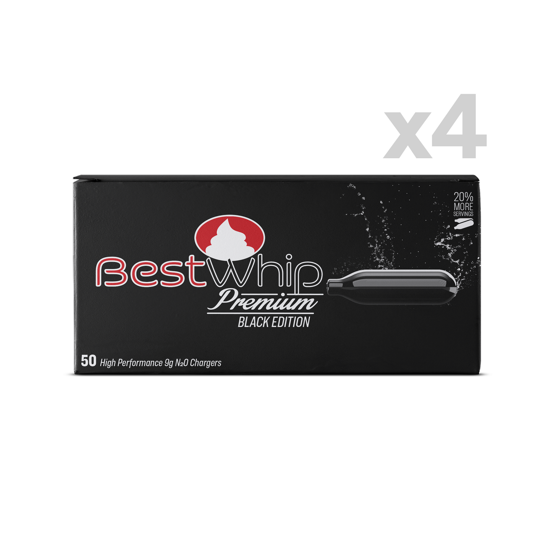 Best Whip Premium (Black Edition) 9g N2O Chargers - 4 Packs of 50 cart